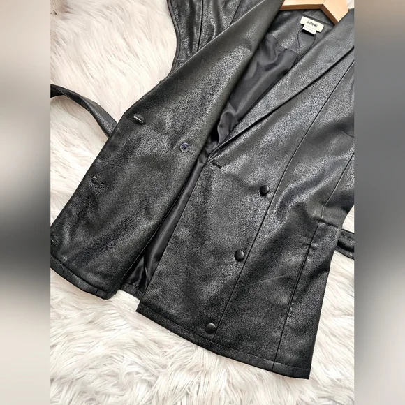 Jason Wu Black Faux Smooth Leather Vest with Belt - Picture 9 of 10